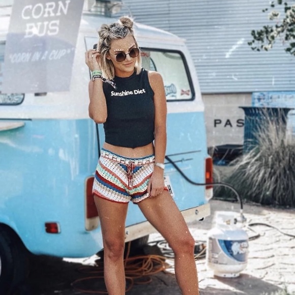 Boho Rainbow Crochet Cropped Top & Shorts Set - Picture 7 of 13